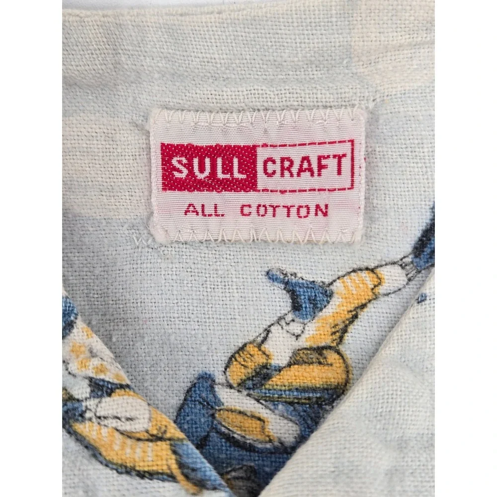 Vintage Sull Craft Kids Cream Football Print Cotton Pajama Set Top Pants